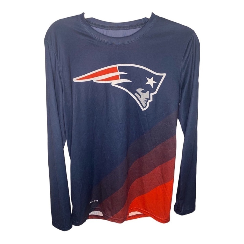 Nike Navy Blue Red New England Patriots Long Sleeve Shirt